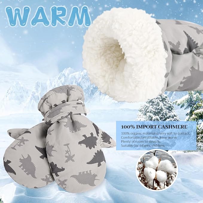 Fleece Lined Mittens for Baby Boys Girls, Baby Toddler Little Kids Winter Warm - Image 4