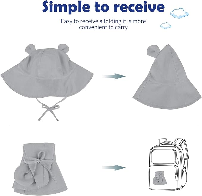 Zando Wide Brim Baby Sun Bucket Hat 0-4T UPF 50+ - Image 7