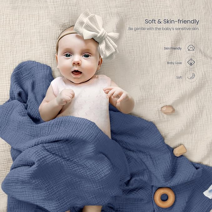 lulumoon Muslin Swaddle Blanket Baby: Cotton Receiving Wrap - Image 4