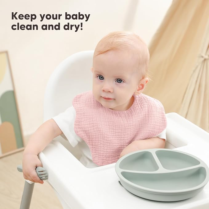 Bearmoss Muslin Baby Bibs for Drooling & Teething Cotton Drool Bib 6 Pack | - Image 2