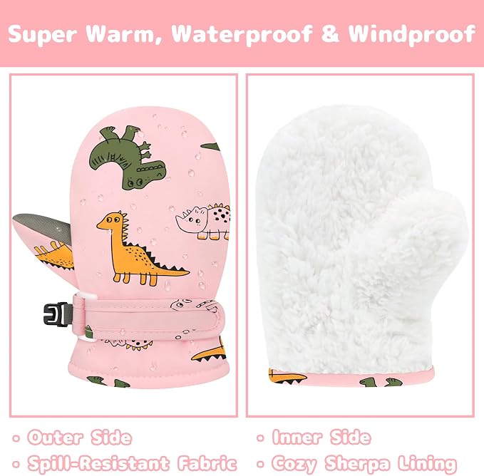 Olreco Baby Toddler Mittens Waterproof Infant Baby Winter Mittens Toddler Snow - Image 2