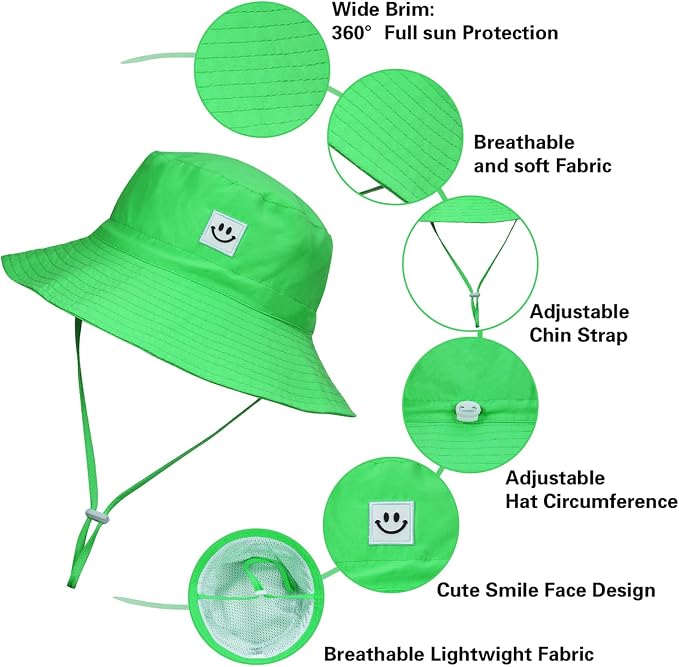 Baby Sun Hat Smile Face UPF 50+ Toddler Bucket Hat - Image 4