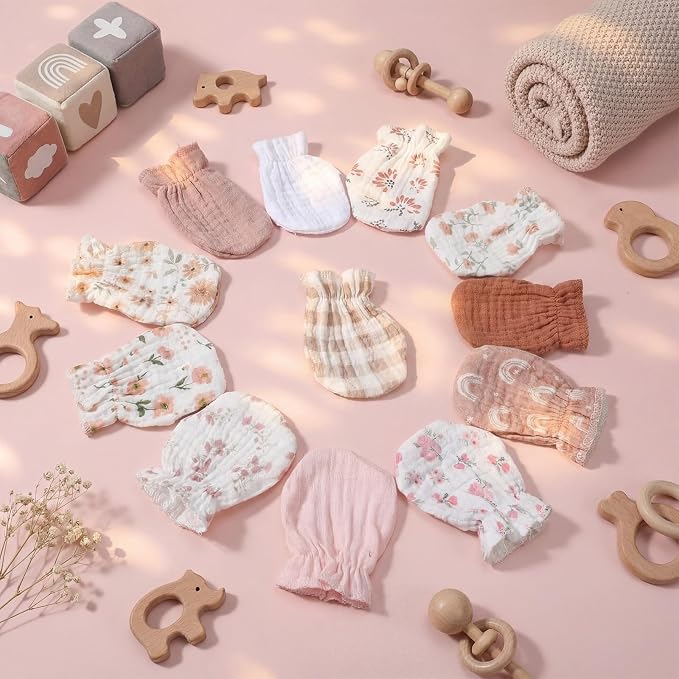 Chicingyou Muslin Baby Mittens for Newborn 100% Cotton No Scratch Boho/Mallard - Image 2