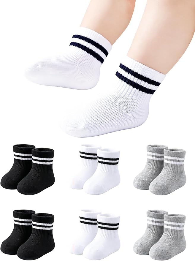 Newborn Socks 0-3 Months Preemie Infant Cotton Terry Ankle Socks 6 Pairs by Miniangel
