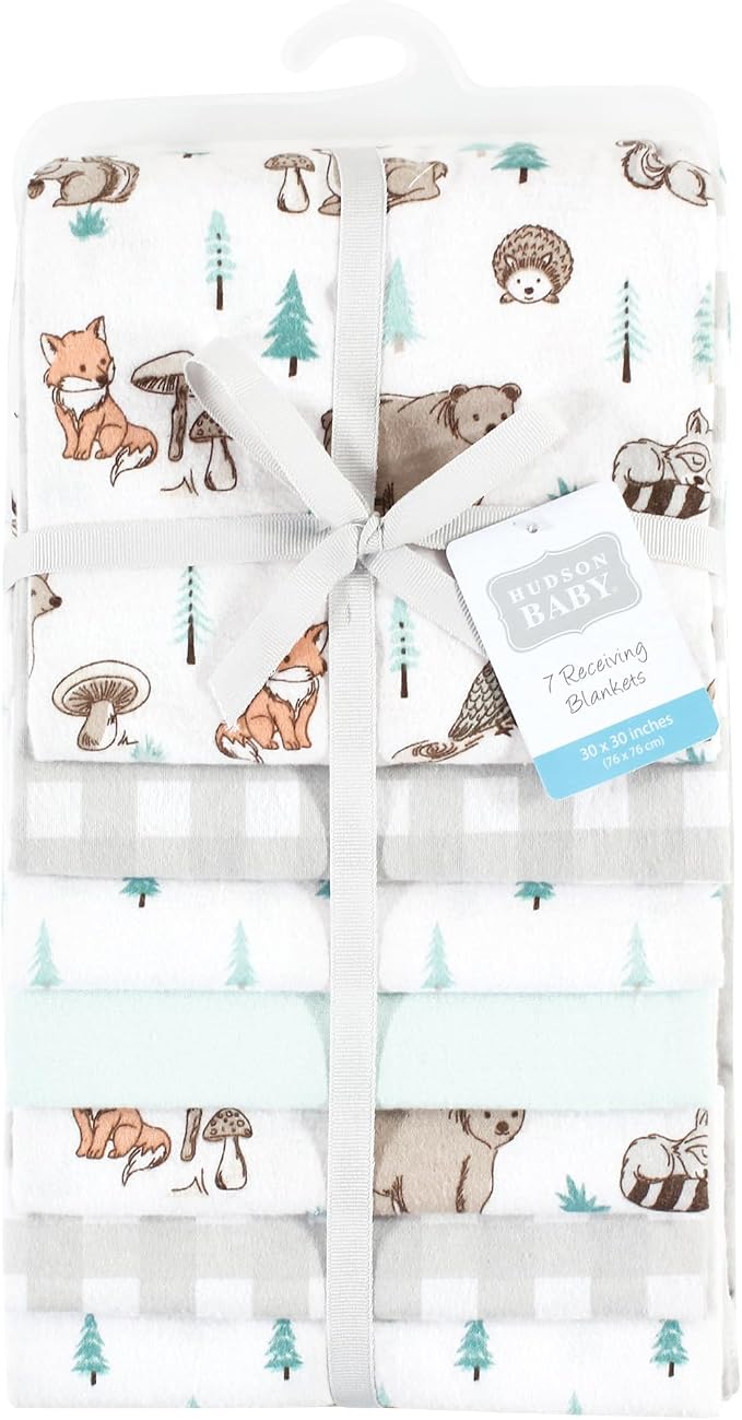 Hudson Baby Unisex Baby Cotton Flannel Receiving Blankets Bundle, Neutral - Image 2