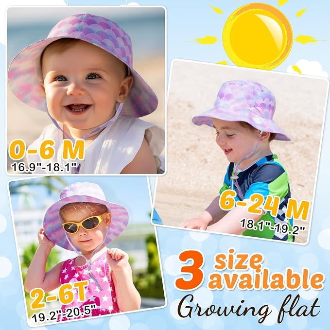 Baby Sun Hat Kids Summer Sun Protection Toddler Bucket Hat Wide Brim Adjustable - Image 6