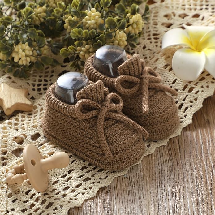 Neiwech Baby Booties Newborn Cozy Soft Warm Knitted Crib Shoes - Image 2
