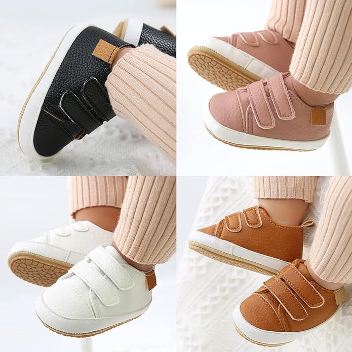 Clowora Baby Boys Girls Shoes Non-Slip Rubber Sole Sneakers Infant First Walking Toddler Crib Shoes Newborn Loafers Flats.