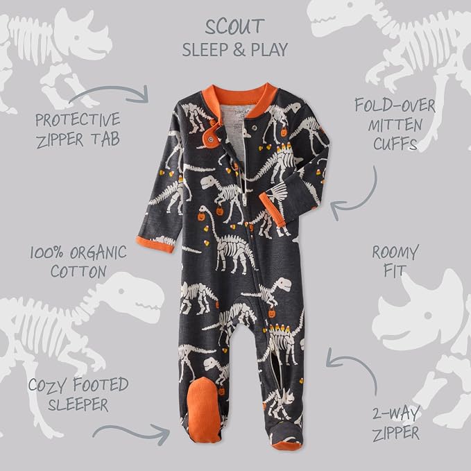 Butterblu Scout Sleep & Play 100% Organic Cotton Footed Zip Front PJs | GOTS - Image 2