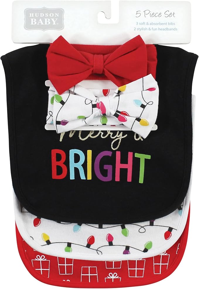 Hudson Baby Unisex Baby Cotton Bib and Headband Set - Image 2