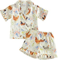 Kuriozud Toddler Baby Girl Pajamas Set Summer Floral Short Sleeve Button Down by Kuriozud