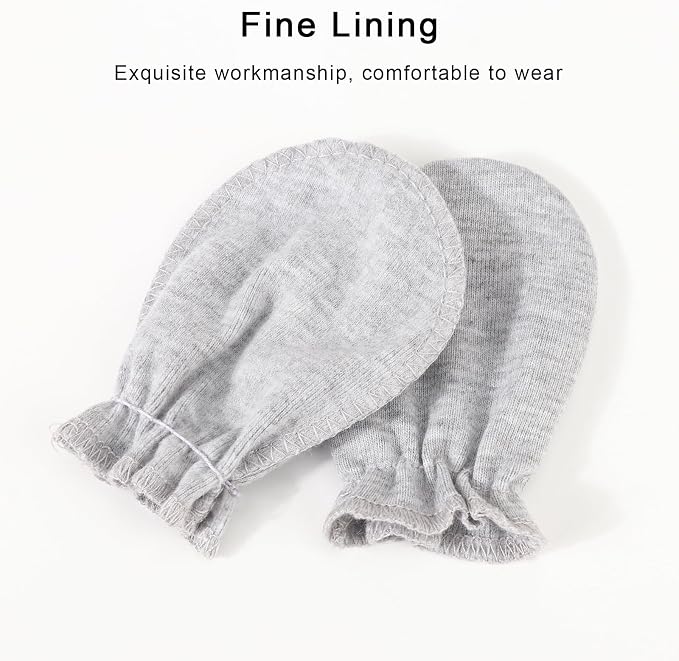 BQUBO Newborn Infant Toddler Mittens No Scratch Cotton Elastic Wrist Gloves - Image 7
