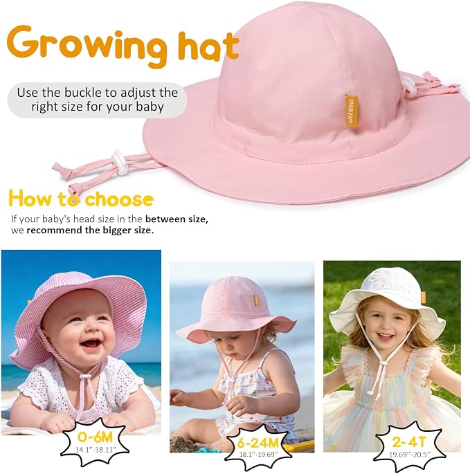 Baby Girl Sun Hat with UPF 50+ Outdoor Adjustable Toddler Beach Hat with Wide - Image 6
