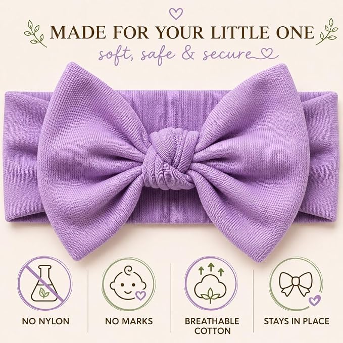 Baby Girl Headbands-Infant, Toddler Cotton Handmade Hairbands - Image 6