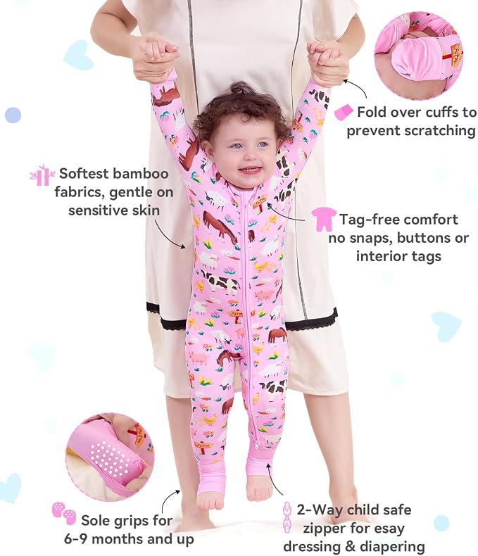 babee Reshinee Viscose Derived from Bamboo Baby Footie Pajamas Convertible - Image 2