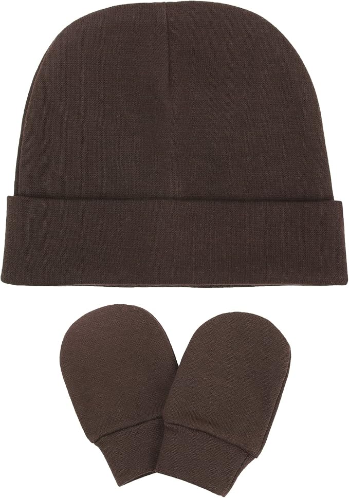 BQUBO Baby Hats and Mittens Infant Cotton Beanie Gloves No Scratch Set Newborn - Image 7
