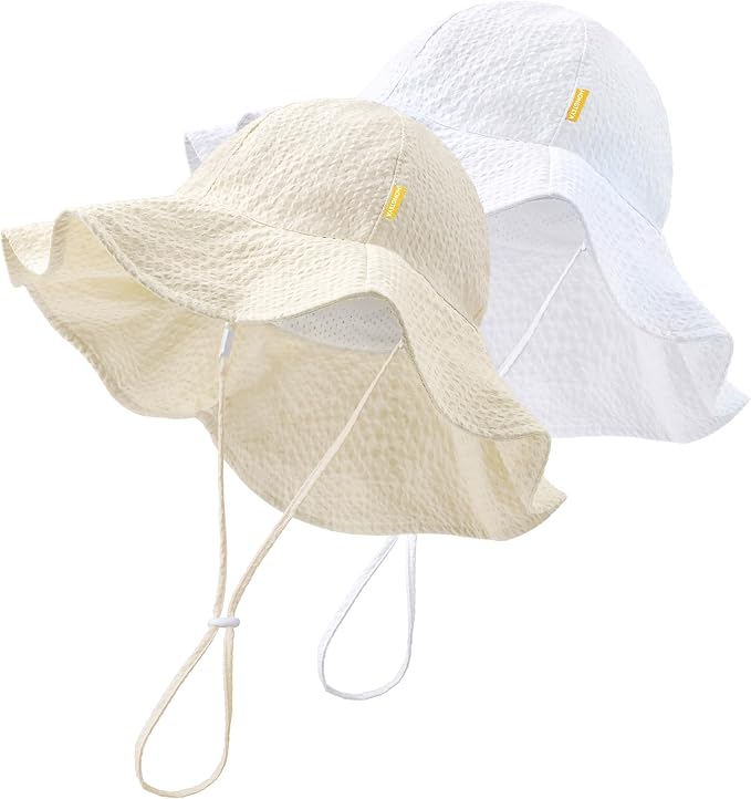 HONGTEYA Baby Sun Hat Wide Brim Adjustable Toddler Beach Bucket Hat | Soft by HONGTEYA