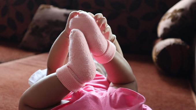 RATIVE Newborn Baby Socks 0-6, 6-12 Months Terry Turn Cuff Socks - Image 3