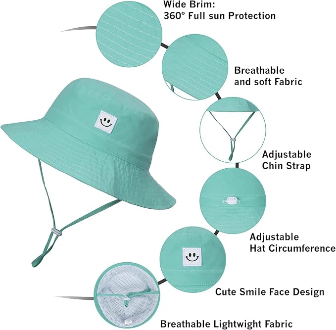 Baby Sun Hat Smile Face UPF 50+ Toddler Bucket Hat - Image 6