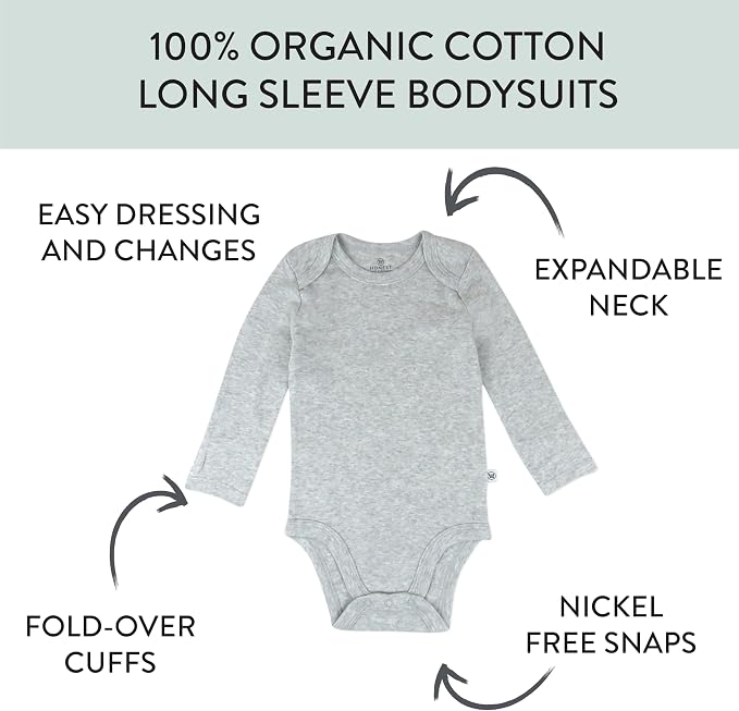 HonestBaby baby-girls 5-pack Long Sleeve Bodysuits One Piece 100% Organic Cotton - Image 2