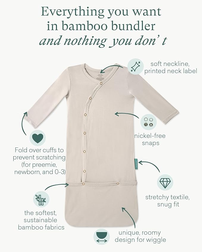 PurComfy Supersoft Baby Sleeper Gowns, Premium Bamboo Viscose Infant Nightgown Sleepers Preemie Newborn Snap Bundler