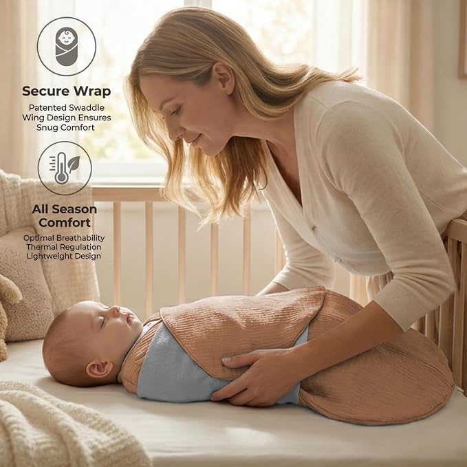 BSTOPPT Newborn Sleep Sack Baby Swaddle, 100% Muslin Cotton, 3-Way Adjustable - Image 6