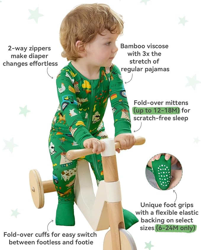 babee Reshinee Bamboo Viscose Baby Footie Pajama, Zipper Sleeper Boys Girls - Image 3