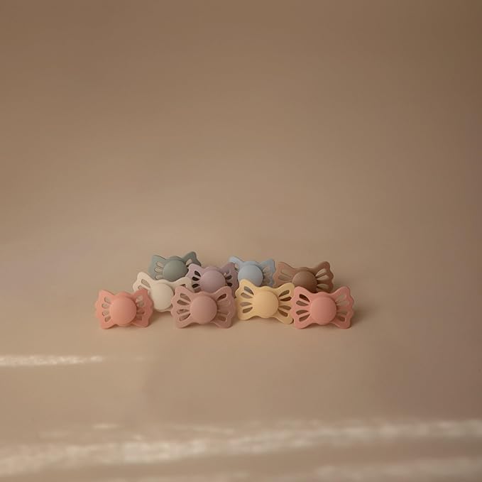 FRIGG Lucky Symmetrical SilkySoft Silicone Baby Pacifier | Made in Denmark | BPA-Free (Great Gray/Honey Gold, 6-18 Months)