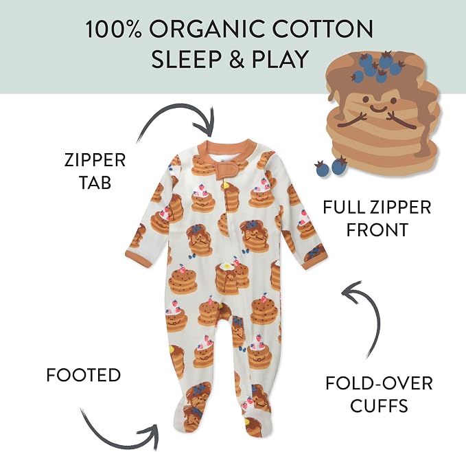 HonestBaby Baby Boys' Sleep & Play Footed One-piece Pajama Sleeper 100% Organic - Image 3