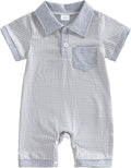 FOCUSNORM Newborn Baby Boy Summer Clothes Short Sleeve Lapel Jumpsuit Collar by FOCUSNORM