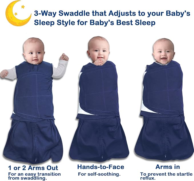 Baby Sleep Sack Swaddle 2 Pack, 3-Way Adjustable, Organic Cotton | Swaddles 3-6 - Image 5