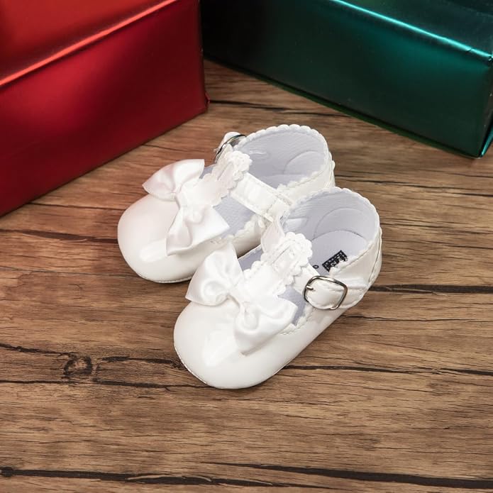 Meckior Infant Baby Girls Soft Sole Bowknot Princess Wedding Dress Mary Jane - Image 4