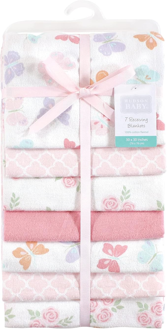 Hudson Baby Unisex Baby Cotton Flannel Receiving Blankets Bundle, Pastel - Image 2