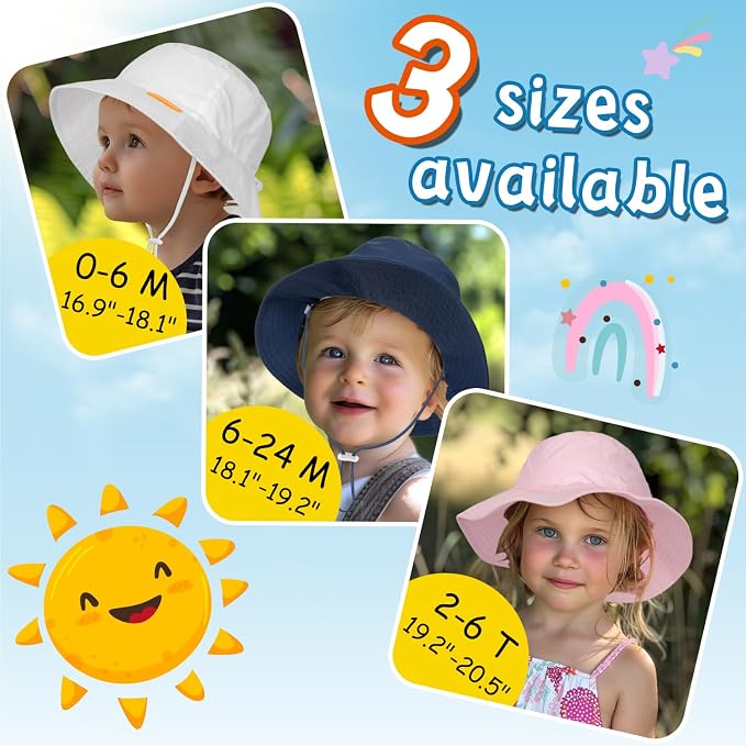 Baby Sun Hat Kids Summer Sun Protection Toddler Bucket Hat Wide Brim Adjustable - Image 5