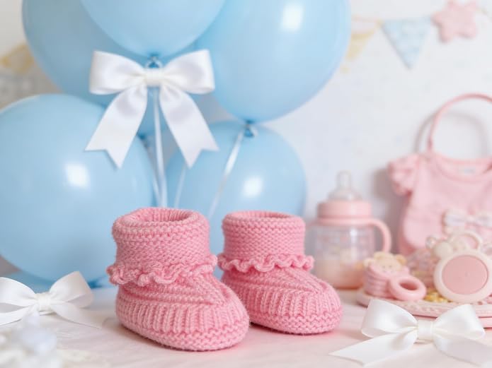 2 Pairs Baby Booties Newborn Baby Hand Crochet Knit Boots Infant Soft Cozy Warm - Image 2