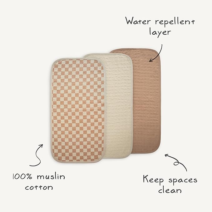 mushie Waterproof Changing Pad Liners | 100% Organic Cotton | Set of 3 (Bees Combo)