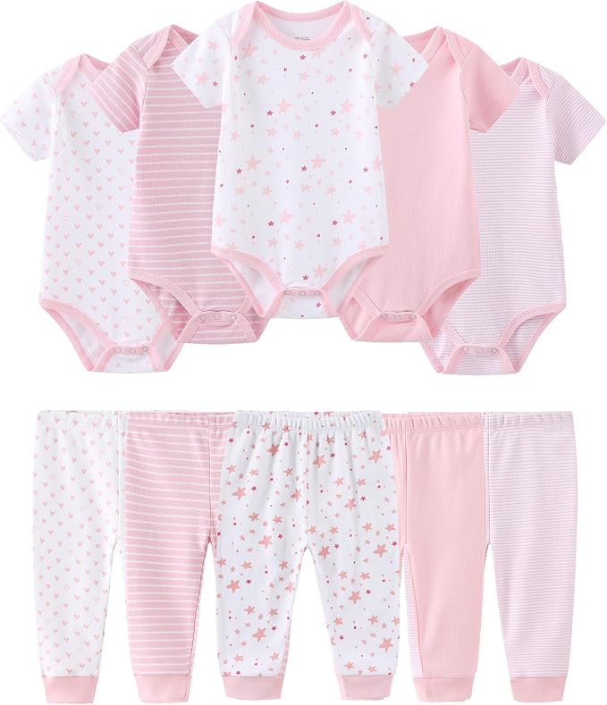 Baby Bodysuit and Pant Set Cotton Ribbed Mix Infant Girl Clothes | Unisex by ZAVBABY