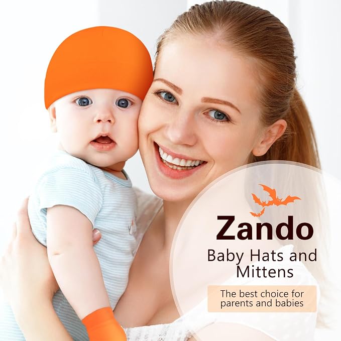 Zando Anti-Scratch Baby Hats Mittens Warm Newborn Infant Boys Girls 0-6M | - Image 5