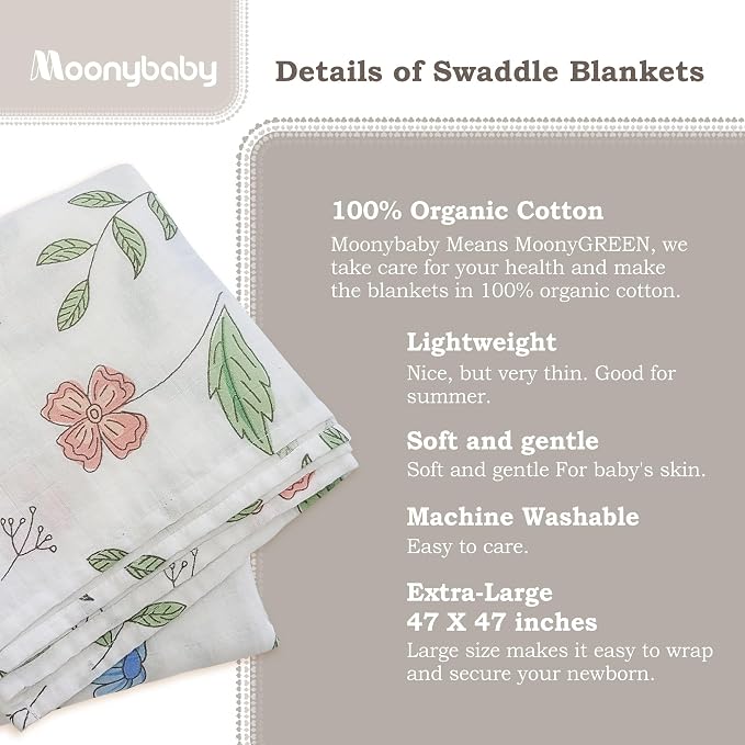 Moonybaby 100% Organic Swaddle Helps to Reduce The Moro Reflex, Certified by - Image 2