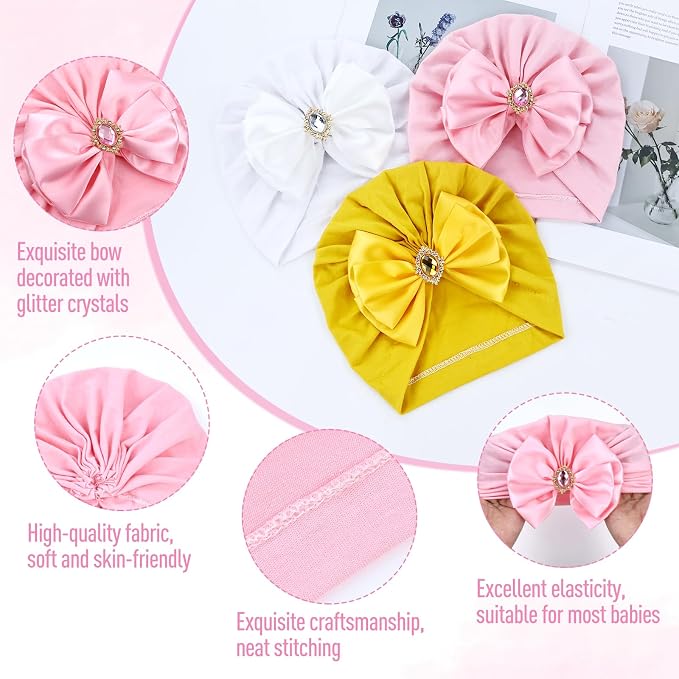 Cinaci 6 Pack Nursery Hospital Caps Bonnets Beanies Headwraps Turban Hats - Image 3