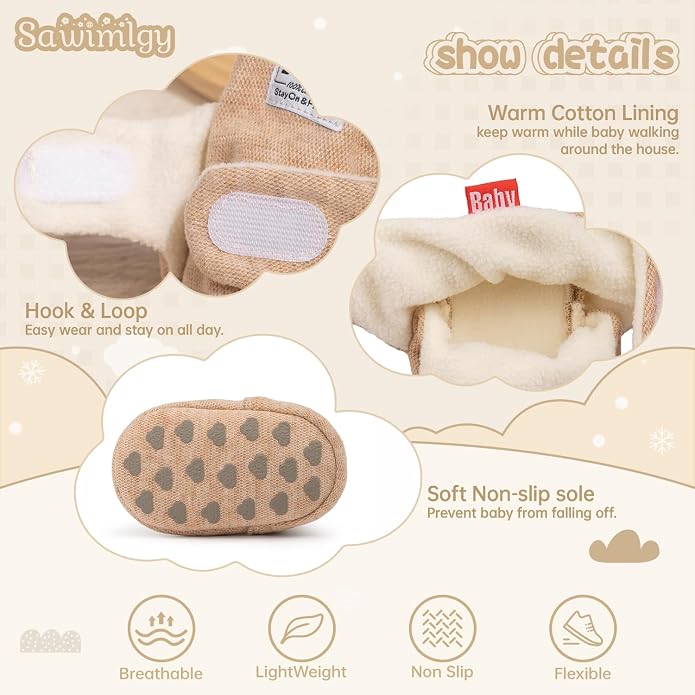 Sawimlgy Newborn Infant Baby Girl Boy Cotton Booties Stay On Sock Slippers Soft - Image 5