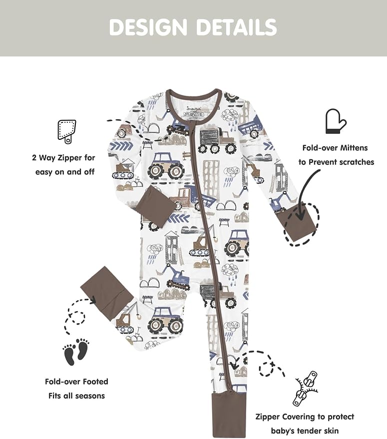 Jimonda Unisex Baby Zipper Footies Pajamas 3-Pack - Image 5