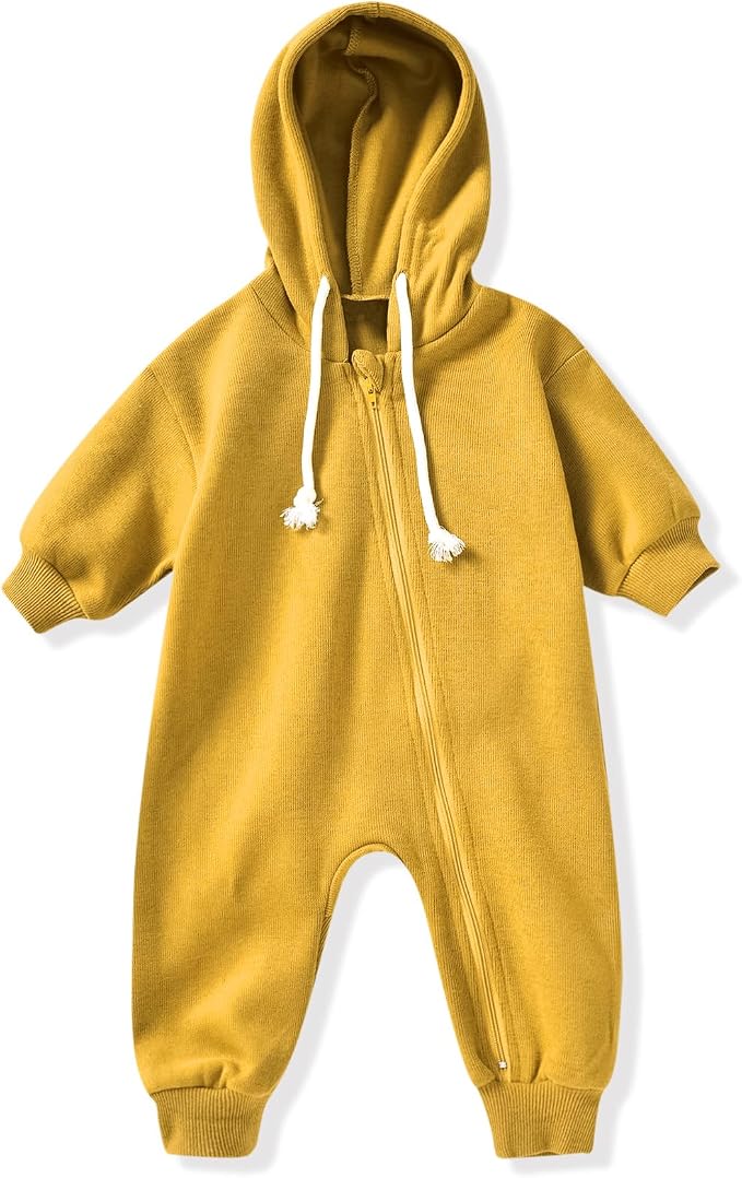 Unutiylo Unisex Baby Boys Girls Long Sleeve Infant Baby Zipper Hooded Jumpsuits by Unutiylo