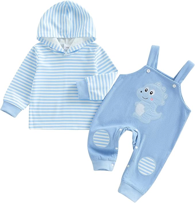 Infant Baby Boy Fall Winter Clothes Outfit Hooded Long Sweatshirt Pant Set by LIOMENGZI