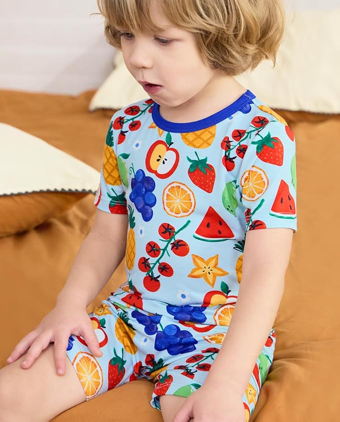babee Reshinee Bamboo Viscose Toddler Boys Pajamas Set, Short Sleeve Kids - Image 2