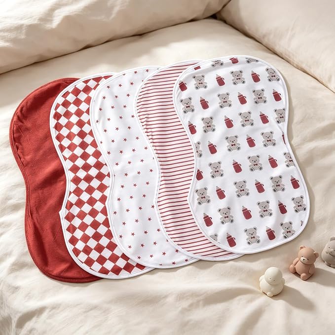 sleepyturtle Pack of 5, Baby Burp Cloths, Soft and Absorbent - Image 2
