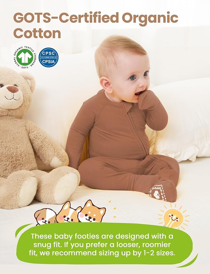 PATPAT Organic Cotton Baby Footie Pajamas - Image 2