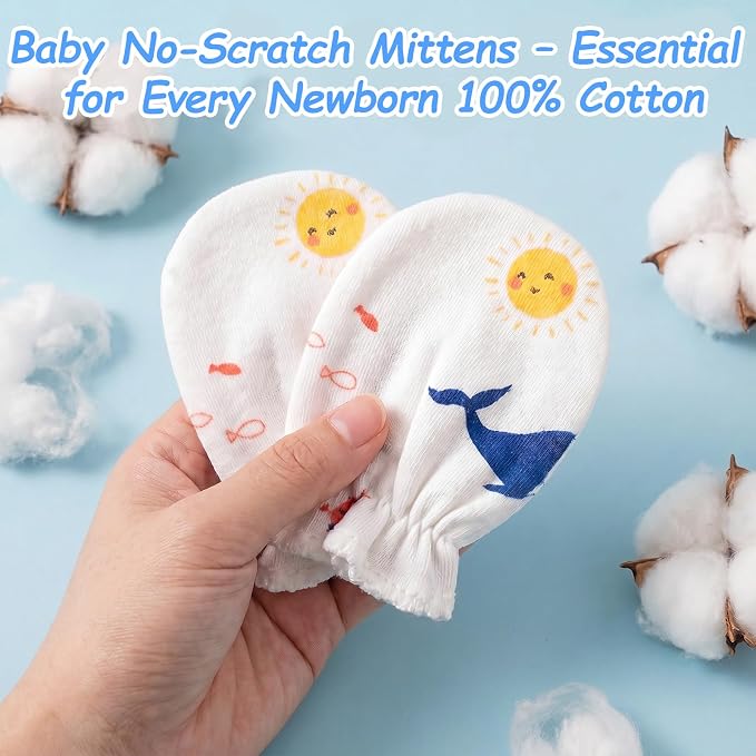 8 Pairs Newborn Baby Mittens No Scratch, Cotton Baby Gloves Infant Mittens - Image 7