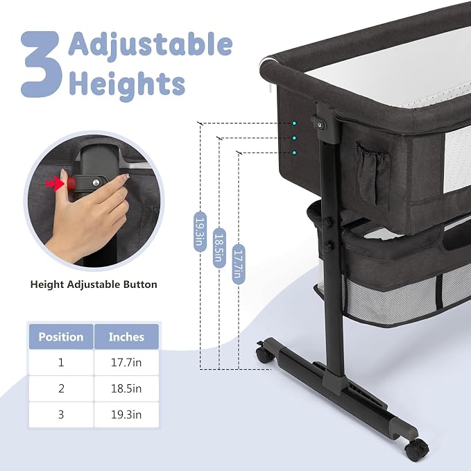 Baby Bassinet, 3 in 1 Bedside Bassinets - Image 2