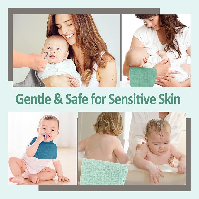 MIGIOL Muslin Burp Cloths 100% Cotton Pack of 12. Soft, Gentle & Absorbent Baby - Image 6